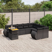Loungeset 10-delig poly rattan zwart