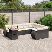 Loungeset 10-delig poly rattan zwart