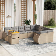 Loungeset 10-delig poly rattan beige