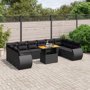 Loungeset 11-delig poly rattan zwart