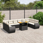 Loungeset 11-delig poly rattan zwart