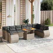 Loungeset 11-delig poly rattan grijs