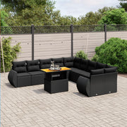 Loungeset 11-delig poly rattan zwart