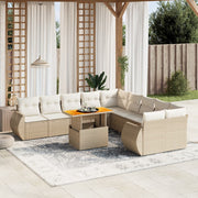 Tuinset 11-delig poly rattan beige