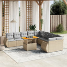 11-delige Tuinset met kussens poly rattan beige