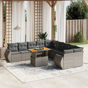 Loungeset 11-delig poly rattan grijs