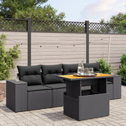 Loungeset poly rattan zwart 5-delig