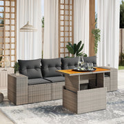 Loungeset 5-delig poly rattan grijs