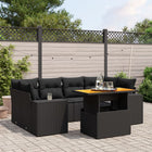 7-Delige Loungeset Met Kussens Poly Rattan Zwart