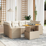 Loungeset 7-delig poly rattan beige