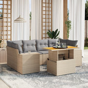 Loungeset 7-delig poly rattan beige