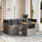 Loungeset 7-delig poly rattan grijs
