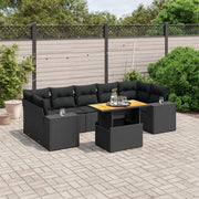 Loungeset poly rattan 8-delig zwart