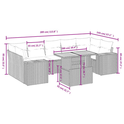 8-Delige Loungeset Met Kussens Poly Rattan Zwart