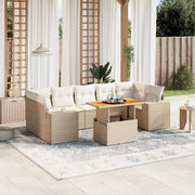 Loungeset 8-delig poly rattan beige