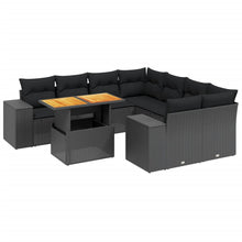 9-Delige Loungeset Met Kussens Poly Rattan Zwart