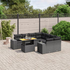 9-piece Lounge Set with cushions poly rattan black