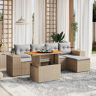 6-piece Lounge Set with cushions poly rattan beige