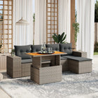 6-piece Lounge Set with Cushions Poly Rattan Grey