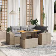 Loungeset 5-delig poly rattan beige