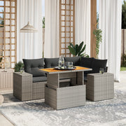 Loungeset 5-delig poly rattan grijs