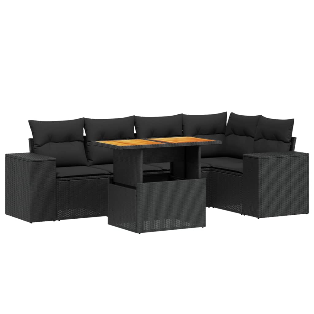 6-Delige Loungeset Met Kussens Poly Rattan Zwart