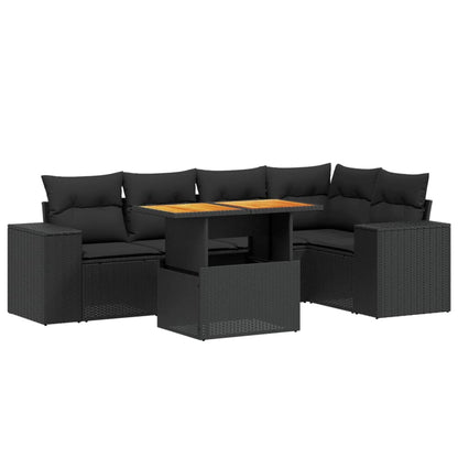 6-Delige Loungeset Met Kussens Poly Rattan Zwart