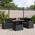 Loungeset 6-delig poly rattan zwart