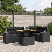 Loungeset 6-delig poly rattan zwart