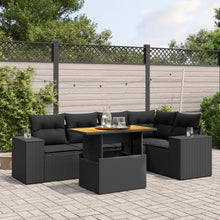 6-Delige Loungeset Met Kussens Poly Rattan Zwart
