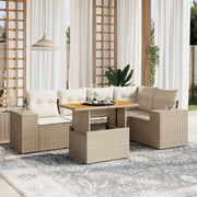 Loungeset 6-delig poly rattan beige