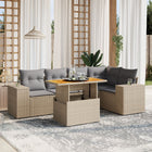 Loungeset 6-delig poly rattan beige