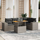 6-piece Lounge Set with Cushions Poly Rattan Grey
