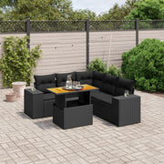 Loungeset 6-delig poly rattan zwart