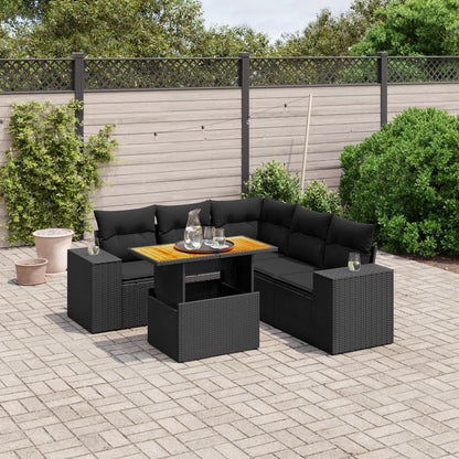 6-Delige Loungeset Met Kussens Poly Rattan Zwart