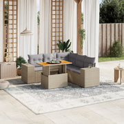 Loungeset 6-delig poly rattan beige