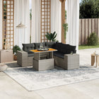 6-piece Lounge Set with Cushions Poly Rattan Grey