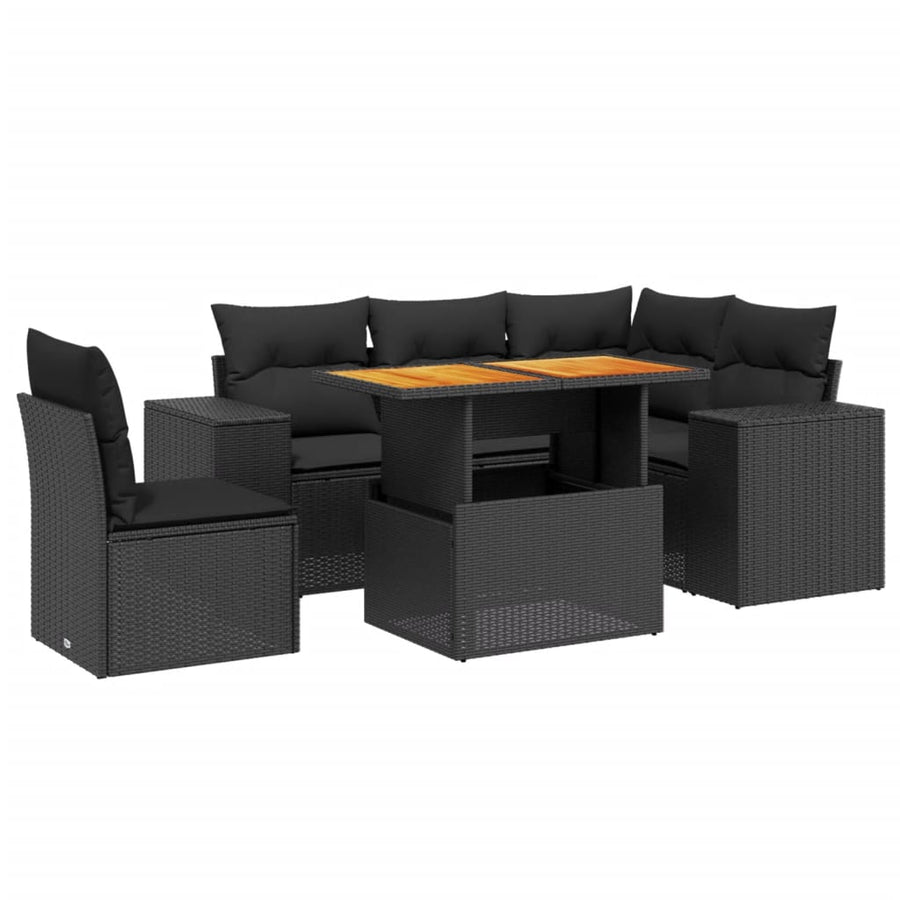 6-Delige Loungeset Met Kussens Poly Rattan Zwart