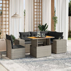 6-piece Lounge Set with Cushions Poly Rattan Grey