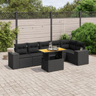 7-Delige Loungeset Met Kussens Poly Rattan Zwart