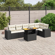 Loungeset 7-delig poly rattan zwart