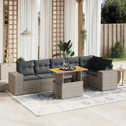 Loungeset 7-delig poly rattan grijs