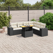Loungeset 7-delig poly rattan zwart