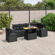 Loungeset 7-delig poly rattan zwart