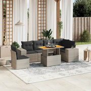 Loungeset 7-delig poly rattan grijs