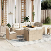 Loungeset 9-delig poly rattan beige