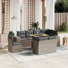 9-delige Loungeset met kussens poly rattan grijs