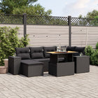 7-Delige Loungeset Met Kussens Poly Rattan Zwart