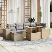 Loungeset 7-delig poly rattan beige
