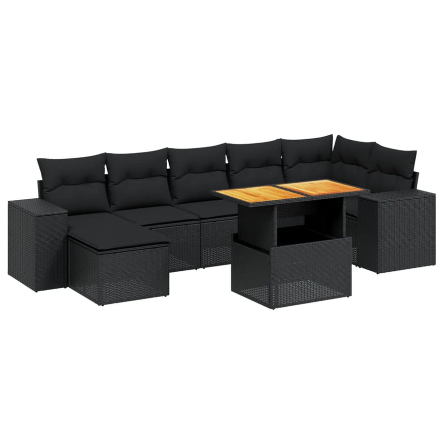 8-Delige Loungeset Met Kussens Poly Rattan Zwart